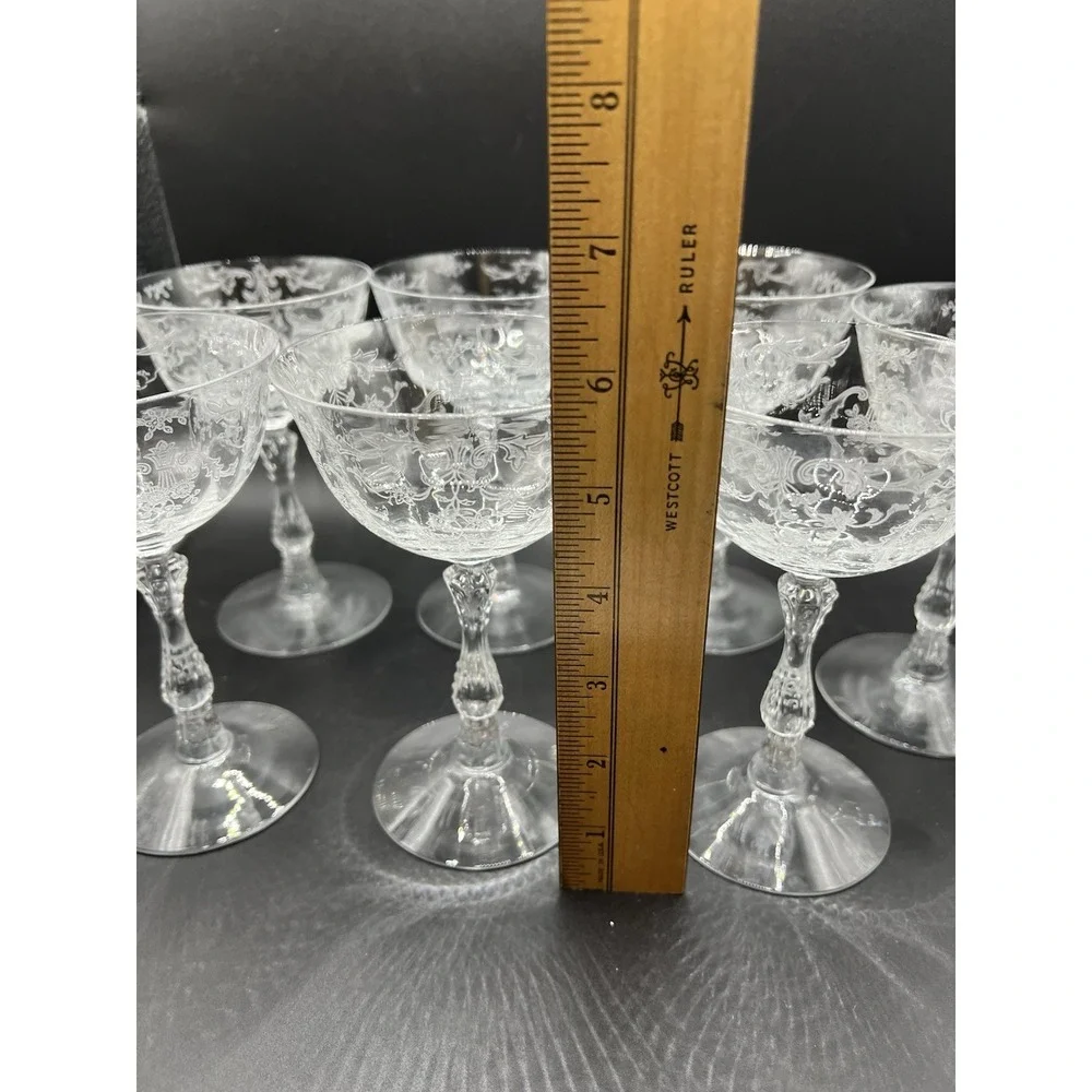 Seven Navarre Clear Champagne/Tall Sherbet by Fostoria Etched Unmarked